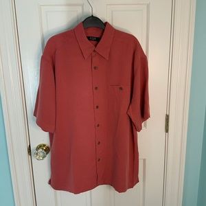 Axis Short SleeveTomato Red Shirt Rayon Blend Sz Large